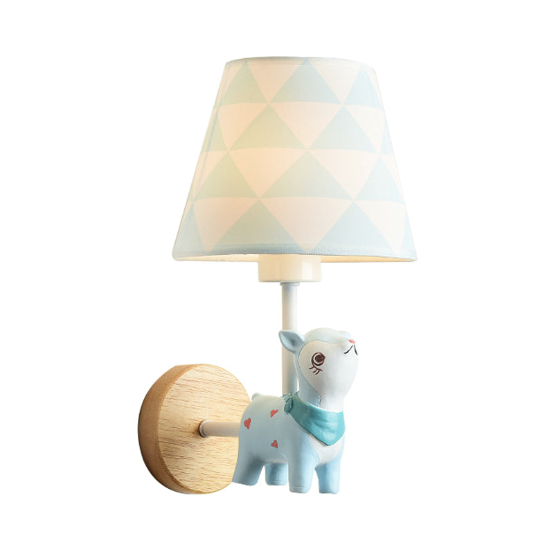 Contemporary Sconce Light Tapered Shade Single Light Wood Wall Lamp with Animal for Teen Clearhalo 'Wall Lamps & Sconces' 'Wall Lights' Lighting' 173649