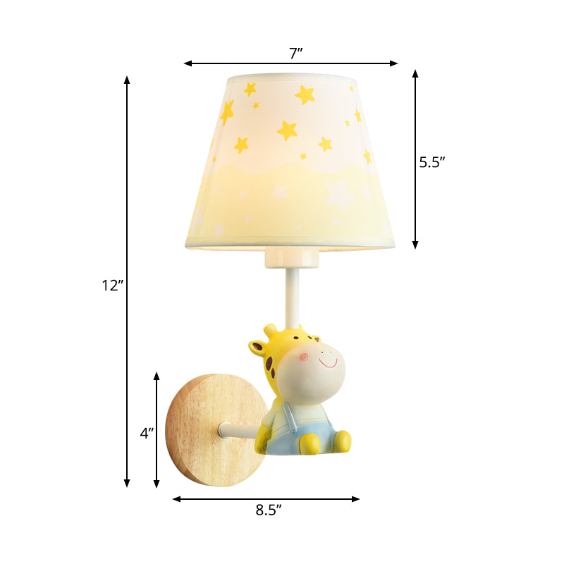 Contemporary Sconce Light Tapered Shade Single Light Wood Wall Lamp with Animal for Teen Clearhalo 'Wall Lamps & Sconces' 'Wall Lights' Lighting' 173654