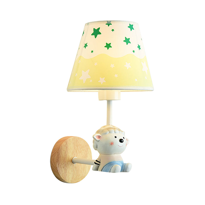 Contemporary Sconce Light Tapered Shade Single Light Wood Wall Lamp with Animal for Teen Clearhalo 'Wall Lamps & Sconces' 'Wall Lights' Lighting' 173660