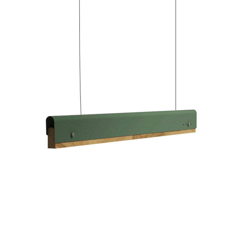 Rectangle Ceiling Pendant Light Modernism Wood and Metal 23.5"/35.5"/47" Wide 1 Light White/Pink/Yellow Hanging Lamp Kit Clearhalo 'Ceiling Lights' 'Modern Pendants' 'Modern' 'Pendant Lights' 'Pendants' Lighting' 173693