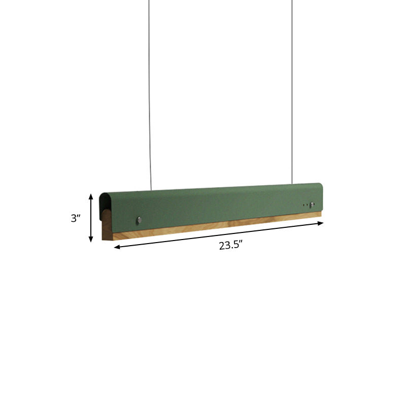 Rectangle Ceiling Pendant Light Modernism Wood and Metal 23.5"/35.5"/47" Wide 1 Light White/Pink/Yellow Hanging Lamp Kit Clearhalo 'Ceiling Lights' 'Modern Pendants' 'Modern' 'Pendant Lights' 'Pendants' Lighting' 173694