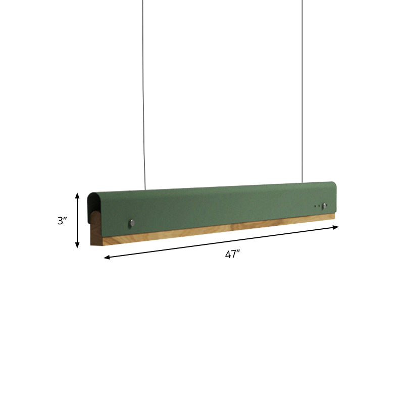 Rectangle Ceiling Pendant Light Modernism Wood and Metal 23.5"/35.5"/47" Wide 1 Light White/Pink/Yellow Hanging Lamp Kit Clearhalo 'Ceiling Lights' 'Modern Pendants' 'Modern' 'Pendant Lights' 'Pendants' Lighting' 173696