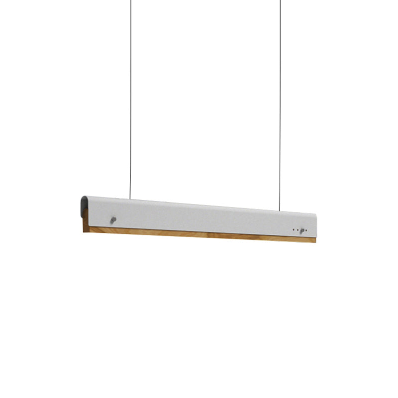 Rectangle Ceiling Pendant Light Modernism Wood and Metal 23.5"/35.5"/47" Wide 1 Light White/Pink/Yellow Hanging Lamp Kit Clearhalo 'Ceiling Lights' 'Modern Pendants' 'Modern' 'Pendant Lights' 'Pendants' Lighting' 173706