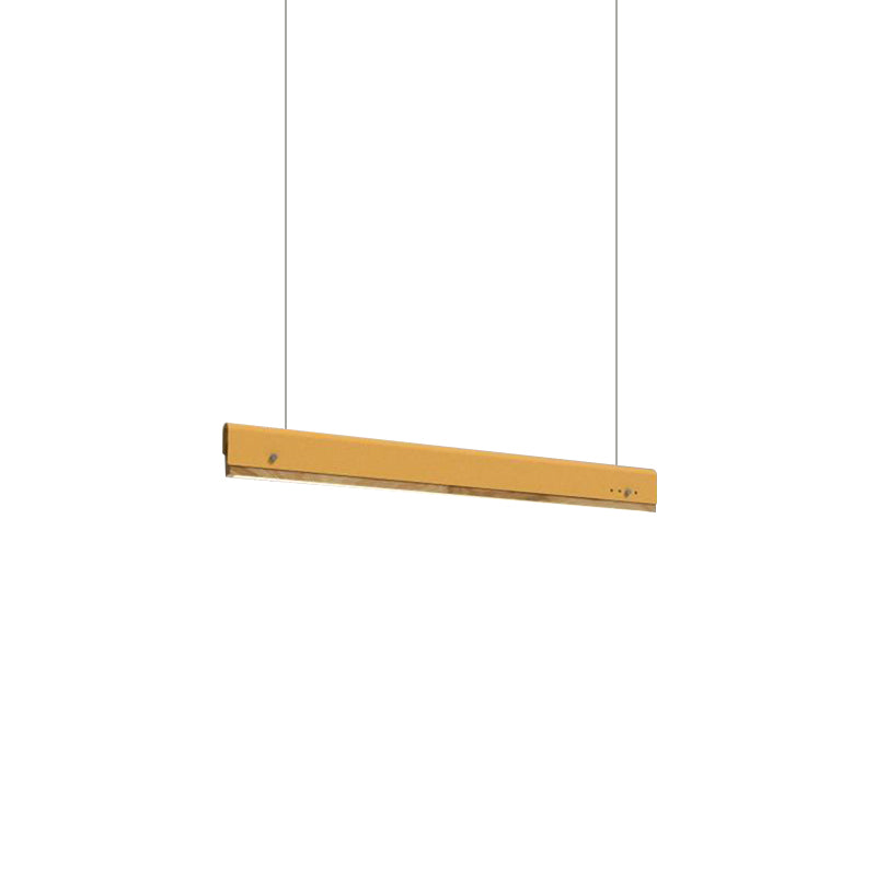 Rectangle Ceiling Pendant Light Modernism Wood and Metal 23.5"/35.5"/47" Wide 1 Light White/Pink/Yellow Hanging Lamp Kit Clearhalo 'Ceiling Lights' 'Modern Pendants' 'Modern' 'Pendant Lights' 'Pendants' Lighting' 173708