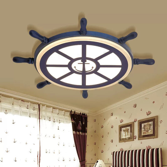 Acrylic Slim Rudder Flush Mount Light Child Bedroom Nautical Style Ceiling Lamp in Blue Clearhalo 'Ceiling Lights' 'Close To Ceiling Lights' 'Close to ceiling' 'Flush mount' Lighting' 173743