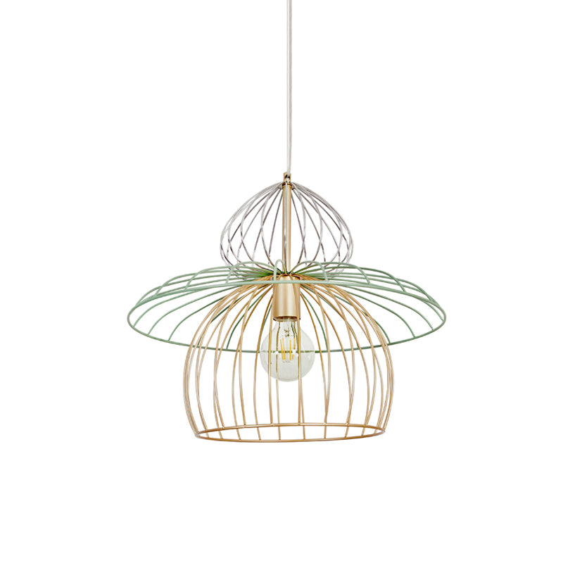 Metal Wire Cage Pendant Lighting Nordic Simple Style 1 Light Gold Suspension Light for Dining Room Clearhalo 'Ceiling Lights' 'Modern Pendants' 'Modern' 'Pendant Lights' 'Pendants' Lighting' 173851