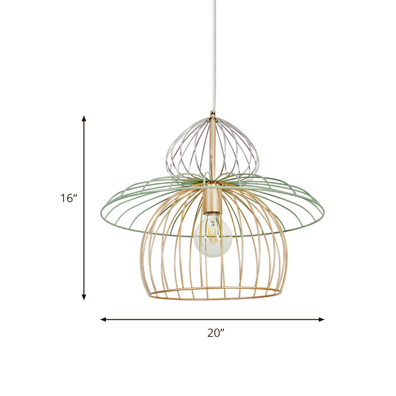 Metal Wire Cage Pendant Lighting Nordic Simple Style 1 Light Gold Suspension Light for Dining Room Clearhalo 'Ceiling Lights' 'Modern Pendants' 'Modern' 'Pendant Lights' 'Pendants' Lighting' 173852