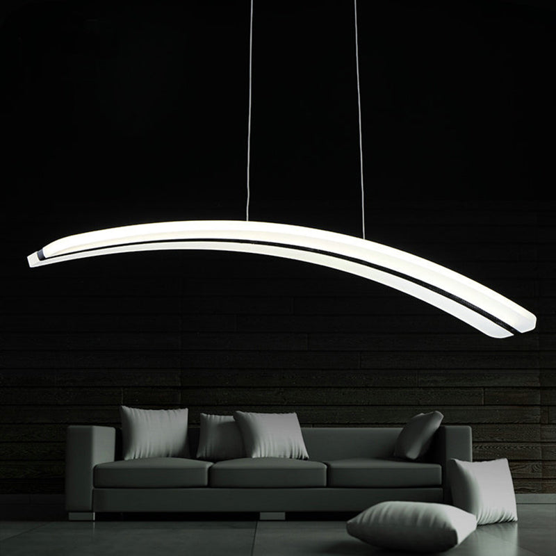 Acrylic Arc Pendant Light Kit Modern LED Ceiling Light Fixture in Warm/White/Natural Light, 37.5" Wide White Clearhalo 'Ceiling Lights' 'Modern Pendants' 'Modern' 'Pendant Lights' 'Pendants' Lighting' 173854