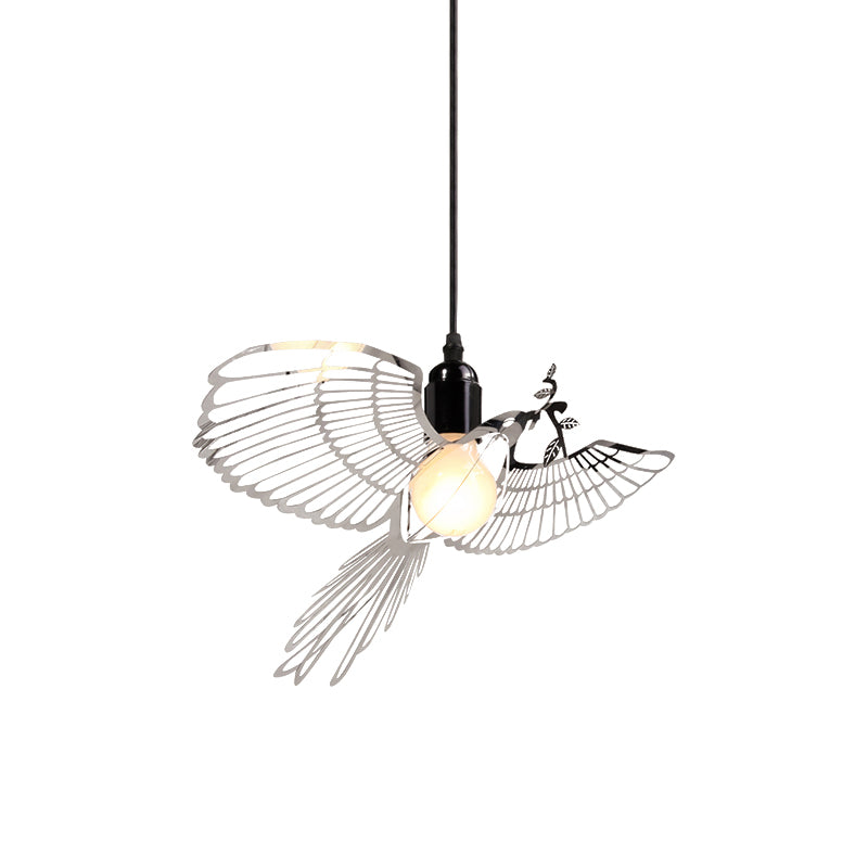 Flying Bird Shade Pendant Lighting Rustic Retro Metal 1 Light Silver Suspended Pendant Light for Bar Clearhalo 'Ceiling Lights' 'Modern Pendants' 'Modern' 'Pendant Lights' 'Pendants' Lighting' 173876