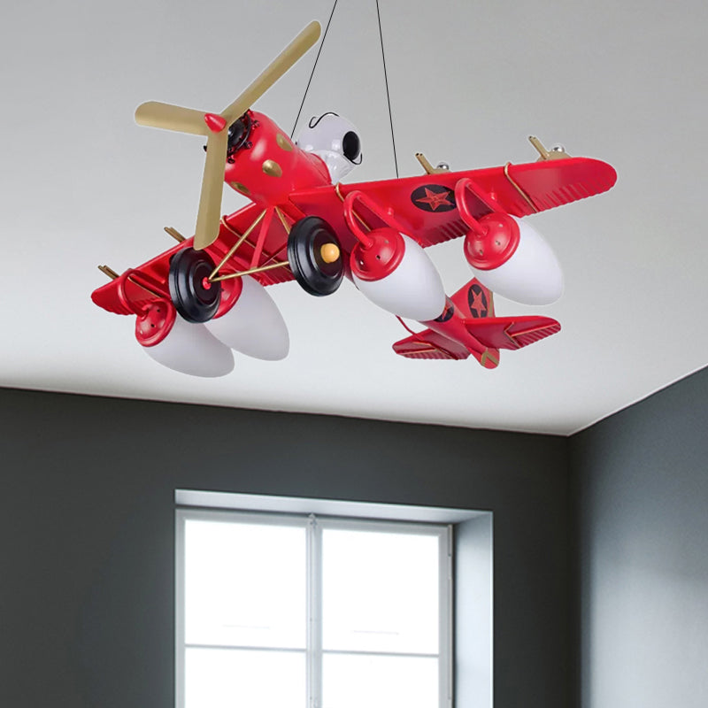 Cool Fighter Airplane Pendant Light Metal 5 Lights Pendant Lamp for Kindergarten Bedroom Red Clearhalo 'Ceiling Lights' 'Chandeliers' Lighting' options 17393_002f4753-7672-4d08-b1f2-4caf6aa2148d
