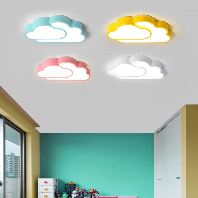 Flat Cloud Kindergarten Ceiling Light Acrylic Macaron Loft Candy Colored Flush Light Clearhalo 'Ceiling Lights' 'Close To Ceiling Lights' 'Close to ceiling' 'Flush mount' Lighting' 174026