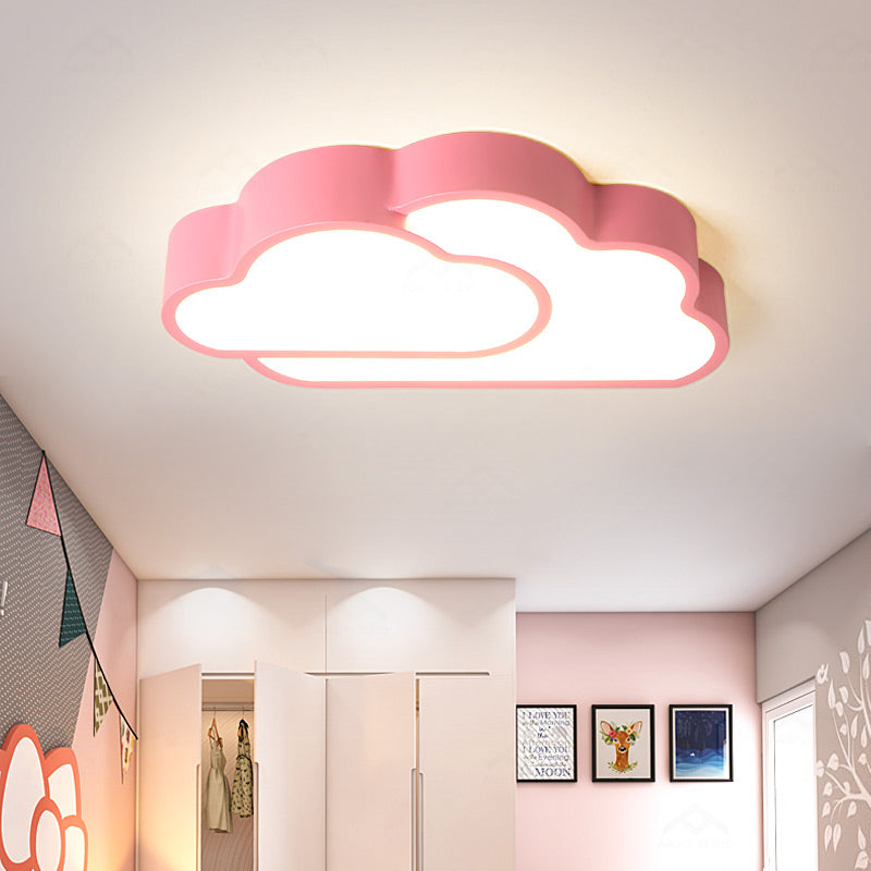 Flat Cloud Kindergarten Ceiling Light Acrylic Macaron Loft Candy Colored Flush Light Pink Clearhalo 'Ceiling Lights' 'Close To Ceiling Lights' 'Close to ceiling' 'Flush mount' Lighting' 174034