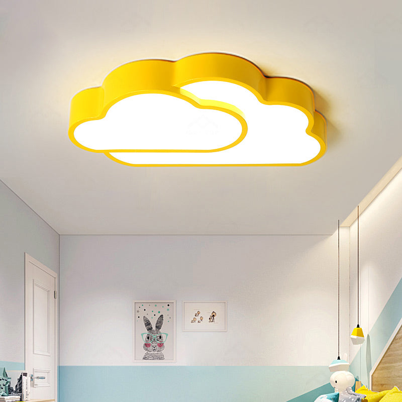 Flat Cloud Kindergarten Ceiling Light Acrylic Macaron Loft Candy Colored Flush Light Yellow Clearhalo 'Ceiling Lights' 'Close To Ceiling Lights' 'Close to ceiling' 'Flush mount' Lighting' 174036