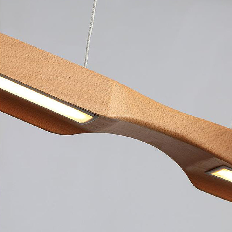 Modern Linear Wooden Pendant Lighting Single Light LED Hanging Ceiling Light Fixture for Office Clearhalo 'Ceiling Lights' 'Pendant Lights' 'Pendants' Lighting' 174216