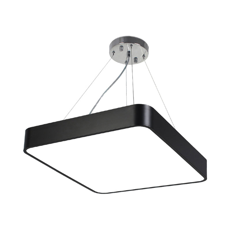 14"/18"/23.5" Wide Metal Square Pendant Lighting Modern Led Black/Silver Ceiling Lamp Fixture with Recessed Diffuser Clearhalo 'Ceiling Lights' 'Modern Pendants' 'Modern' 'Pendant Lights' 'Pendants' Lighting' 174242