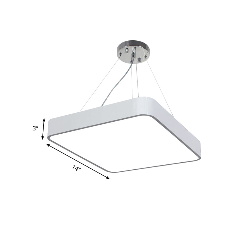 14"/18"/23.5" Wide Metal Square Pendant Lighting Modern Led Black/Silver Ceiling Lamp Fixture with Recessed Diffuser Clearhalo 'Ceiling Lights' 'Modern Pendants' 'Modern' 'Pendant Lights' 'Pendants' Lighting' 174245