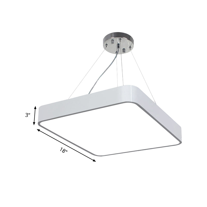 14"/18"/23.5" Wide Metal Square Pendant Lighting Modern Led Black/Silver Ceiling Lamp Fixture with Recessed Diffuser Clearhalo 'Ceiling Lights' 'Modern Pendants' 'Modern' 'Pendant Lights' 'Pendants' Lighting' 174246