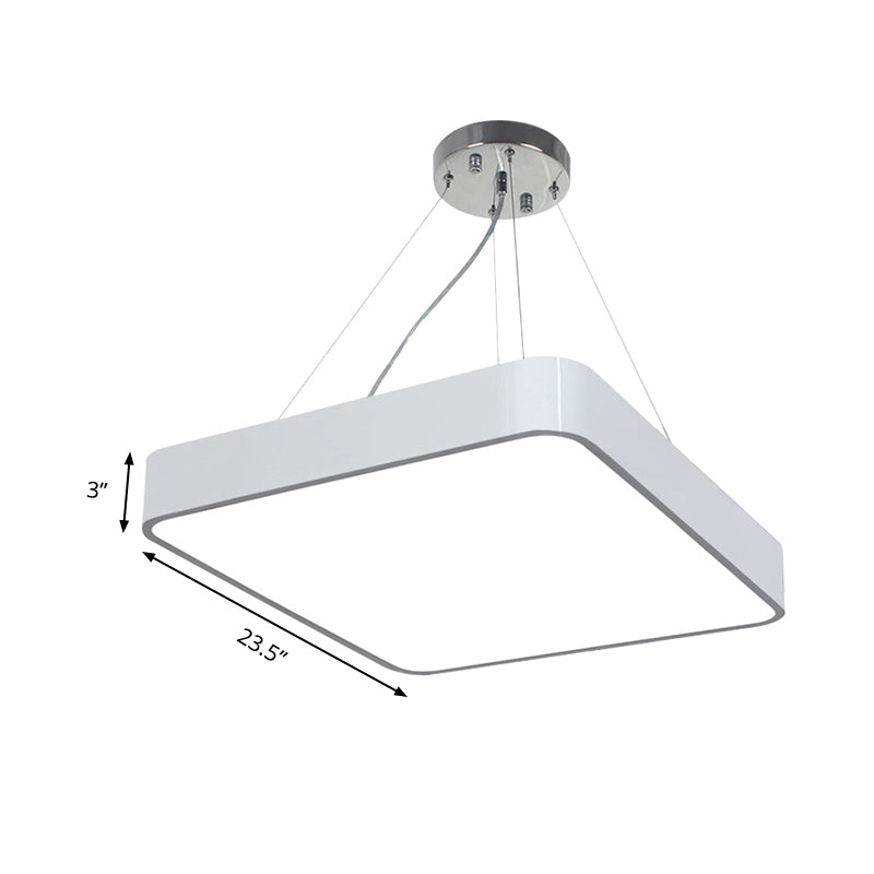 14"/18"/23.5" Wide Metal Square Pendant Lighting Modern Led Black/Silver Ceiling Lamp Fixture with Recessed Diffuser Clearhalo 'Ceiling Lights' 'Modern Pendants' 'Modern' 'Pendant Lights' 'Pendants' Lighting' 174247