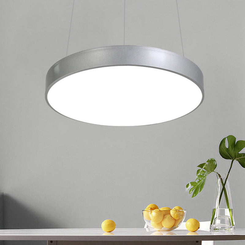 12"/16"/23.5" Wide Silver Circular Pendant Lighting Modern Led Metal Hanging Ceiling Lamp Silver Clearhalo 'Ceiling Lights' 'Modern Pendants' 'Modern' 'Pendant Lights' 'Pendants' Lighting' 174318