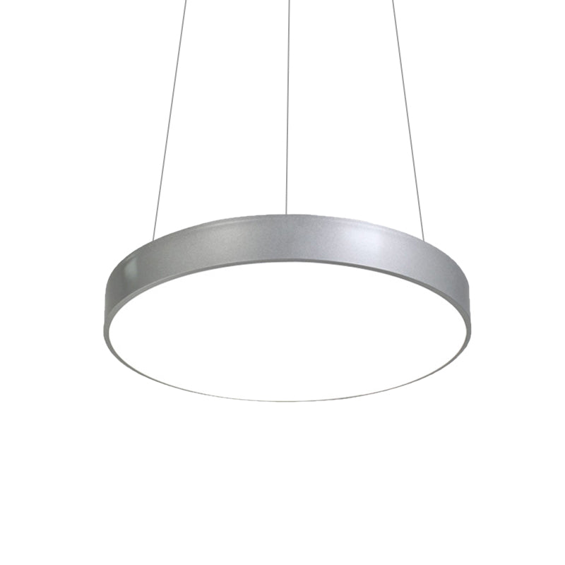 12"/16"/23.5" Wide Silver Circular Pendant Lighting Modern Led Metal Hanging Ceiling Lamp Clearhalo 'Ceiling Lights' 'Modern Pendants' 'Modern' 'Pendant Lights' 'Pendants' Lighting' 174320