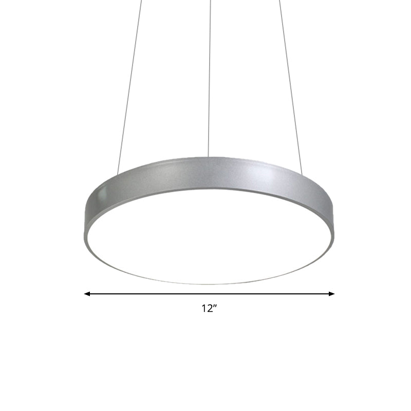 12"/16"/23.5" Wide Silver Circular Pendant Lighting Modern Led Metal Hanging Ceiling Lamp Clearhalo 'Ceiling Lights' 'Modern Pendants' 'Modern' 'Pendant Lights' 'Pendants' Lighting' 174321