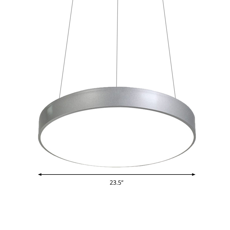 12"/16"/23.5" Wide Silver Circular Pendant Lighting Modern Led Metal Hanging Ceiling Lamp Clearhalo 'Ceiling Lights' 'Modern Pendants' 'Modern' 'Pendant Lights' 'Pendants' Lighting' 174323