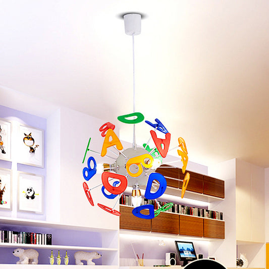 Kids Globe Ceiling Pendant 4 Lights Plastic Multi-Color Hanging Light for Nursing Room Clearhalo 'Ceiling Lights' 'Chandeliers' Lighting' options 174375