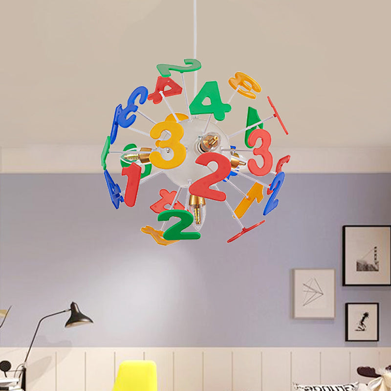 Kids Globe Ceiling Pendant 4 Lights Plastic Multi-Color Hanging Light for Nursing Room White Number Clearhalo 'Ceiling Lights' 'Chandeliers' Lighting' options 174380_239081c3-ab87-4b4c-bef7-4f56c925aa4f