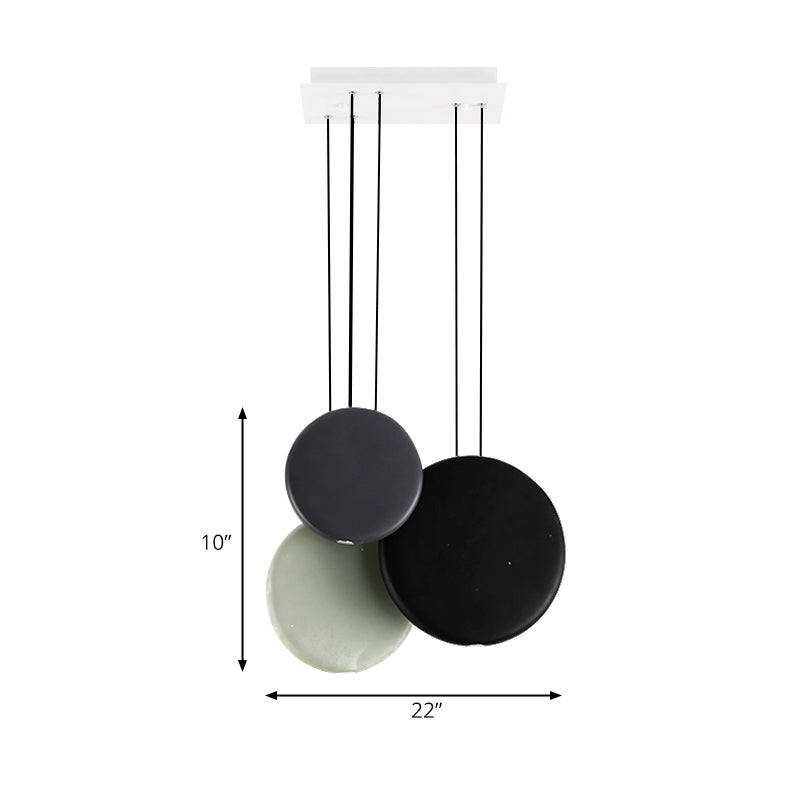 2/3/5 Lights Pendant Lights Post Modern Black and White Hanging Ceiling Lights with Round Resin Shade in Warm/White Light Clearhalo 'Ceiling Lights' 'Modern Pendants' 'Modern' 'Pendant Lights' 'Pendants' Lighting' 174395