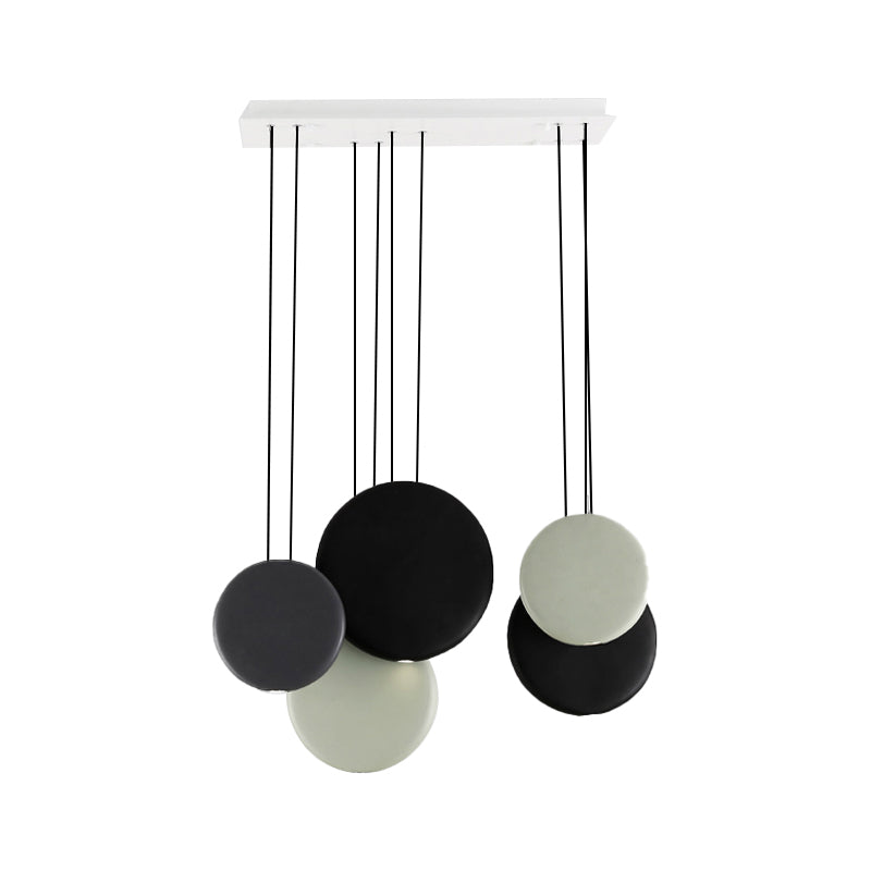 2/3/5 Lights Pendant Lights Post Modern Black and White Hanging Ceiling Lights with Round Resin Shade in Warm/White Light Clearhalo 'Ceiling Lights' 'Modern Pendants' 'Modern' 'Pendant Lights' 'Pendants' Lighting' 174399