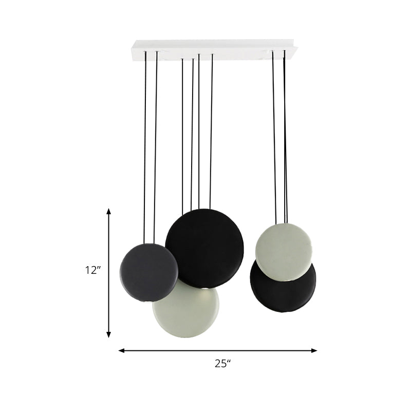 2/3/5 Lights Pendant Lights Post Modern Black and White Hanging Ceiling Lights with Round Resin Shade in Warm/White Light Clearhalo 'Ceiling Lights' 'Modern Pendants' 'Modern' 'Pendant Lights' 'Pendants' Lighting' 174400