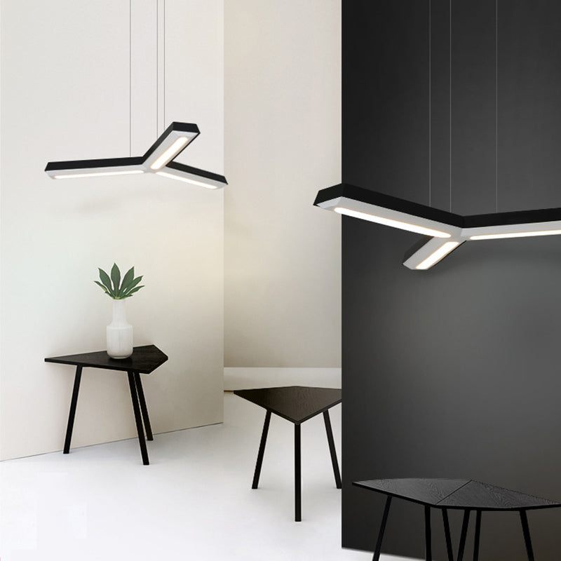 Modern 1 Light Pendant Lamp with Metal Shade Black Y-Shape Led Ceiling Light for Office Clearhalo 'Ceiling Lights' 'Modern Pendants' 'Modern' 'Pendant Lights' 'Pendants' Lighting' 174407