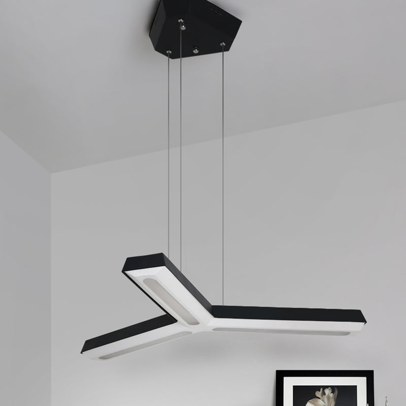 Modern 1 Light Pendant Lamp with Metal Shade Black Y-Shape Led Ceiling Light for Office Clearhalo 'Ceiling Lights' 'Modern Pendants' 'Modern' 'Pendant Lights' 'Pendants' Lighting' 174408