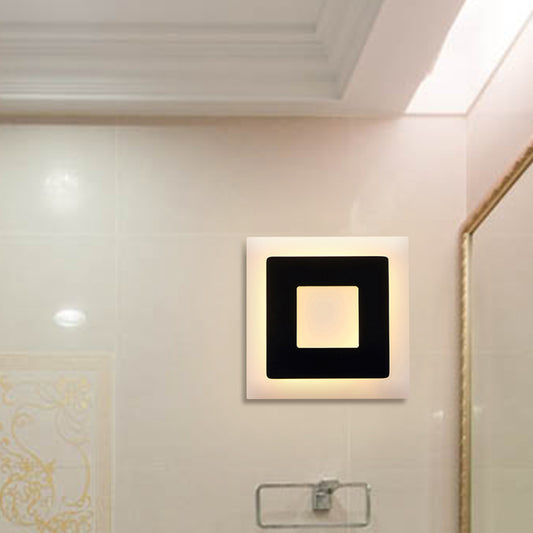 Black/White Frame LED Sconce Lamp Modern 1 Light Acrylic Wall Mounted Light in Warm/White Light Black Clearhalo 'Modern wall lights' 'Modern' 'Wall Lamps & Sconces' 'Wall Lights' Lighting' 174432