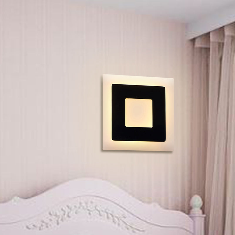 Black/White Frame LED Sconce Lamp Modern 1 Light Acrylic Wall Mounted Light in Warm/White Light Clearhalo 'Modern wall lights' 'Modern' 'Wall Lamps & Sconces' 'Wall Lights' Lighting' 174433