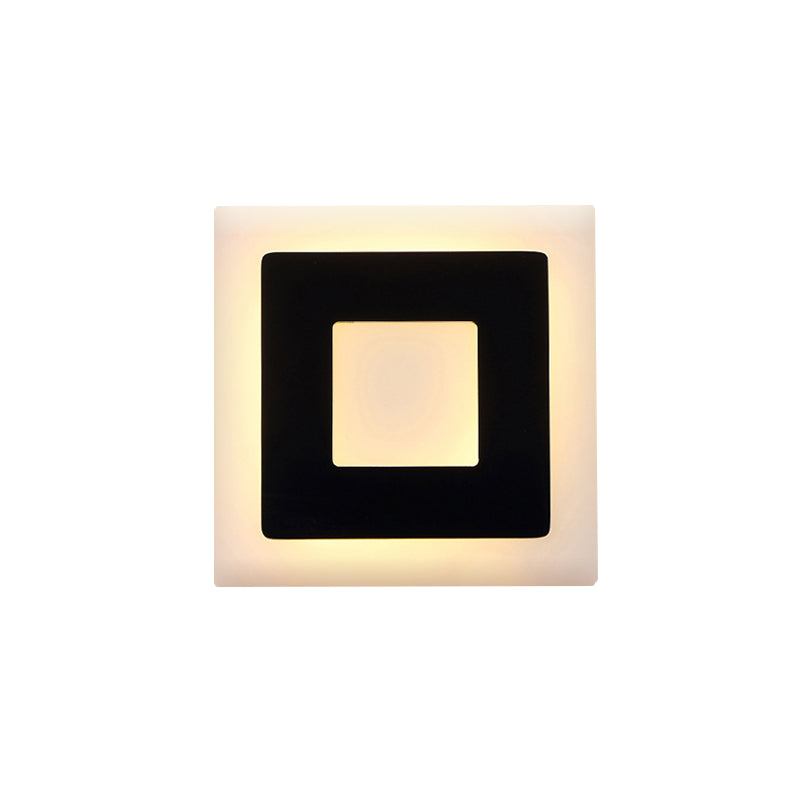 Black/White Frame LED Sconce Lamp Modern 1 Light Acrylic Wall Mounted Light in Warm/White Light Clearhalo 'Modern wall lights' 'Modern' 'Wall Lamps & Sconces' 'Wall Lights' Lighting' 174434