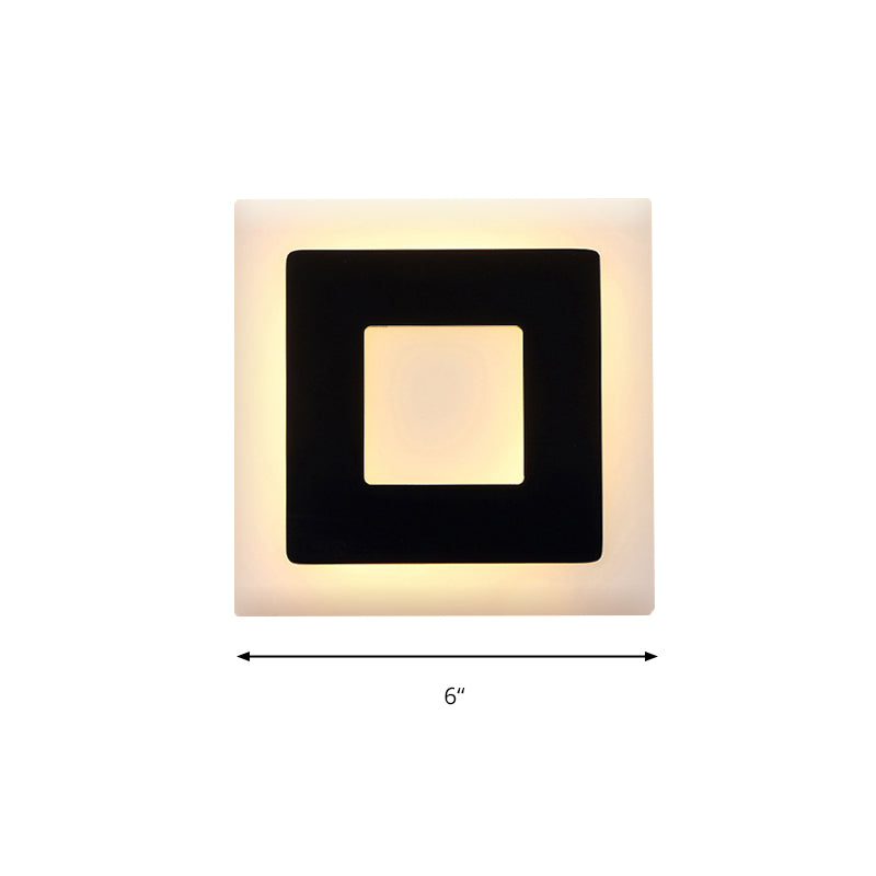 Black/White Frame LED Sconce Lamp Modern 1 Light Acrylic Wall Mounted Light in Warm/White Light Clearhalo 'Modern wall lights' 'Modern' 'Wall Lamps & Sconces' 'Wall Lights' Lighting' 174435