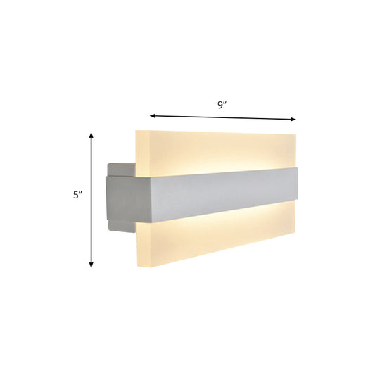 9" Wide Acrylic Rectangular Wall Lamp Simple LED White Sconce Light Fixture for Bedroom Clearhalo 'Modern wall lights' 'Modern' 'Wall Lamps & Sconces' 'Wall Lights' Lighting' 174451