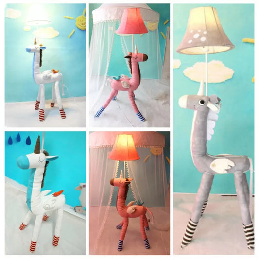 Cartoon Long Neck Animal Floor Light 1 Light Fabric Floor Lamp for Living Room Kindergarten Clearhalo 'Floor Lamps' 'Lamps' Lighting' 17446