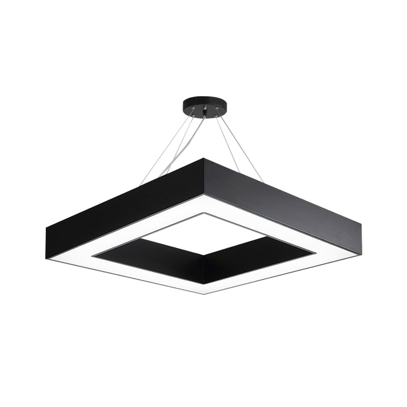 Square Metal Pendant Lighting Modern Led Black Hanging Lamp Kit in White/Warm Light for Office, 23.5"/31.5" Wide Clearhalo 'Ceiling Lights' 'Modern Pendants' 'Modern' 'Pendant Lights' 'Pendants' Lighting' 174472