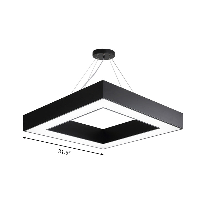 Square Metal Pendant Lighting Modern Led Black Hanging Lamp Kit in White/Warm Light for Office, 23.5"/31.5" Wide Clearhalo 'Ceiling Lights' 'Modern Pendants' 'Modern' 'Pendant Lights' 'Pendants' Lighting' 174474