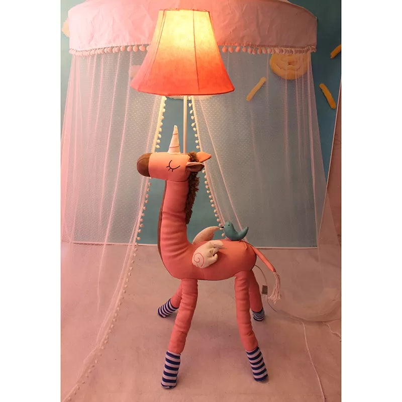 Cartoon Long Neck Animal Floor Light 1 Light Fabric Floor Lamp for Living Room Kindergarten Clearhalo 'Floor Lamps' 'Lamps' Lighting' 17449