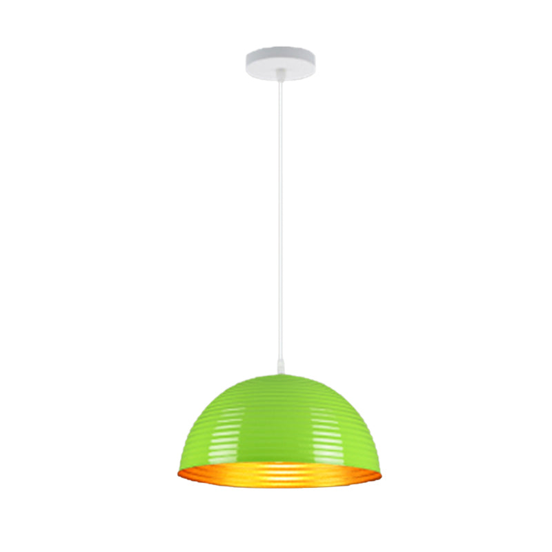 Dome Shade Pendant Light with Ruffle Contemporary Metal Single Head Red/Yellow/Blue Pendant Light, 12"/16"/19.5" Wide Clearhalo 'Ceiling Lights' 'Modern Pendants' 'Modern' 'Pendant Lights' 'Pendants' Lighting' 174549