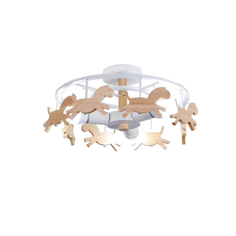 Nordic Style Semi Flush Ceiling Light Merry-go-round 3 Lights Metal Ceiling Lamp for Living Room Clearhalo 'Ceiling Lights' 'Close To Ceiling Lights' 'Close to ceiling' 'Flush mount' Lighting' 174651