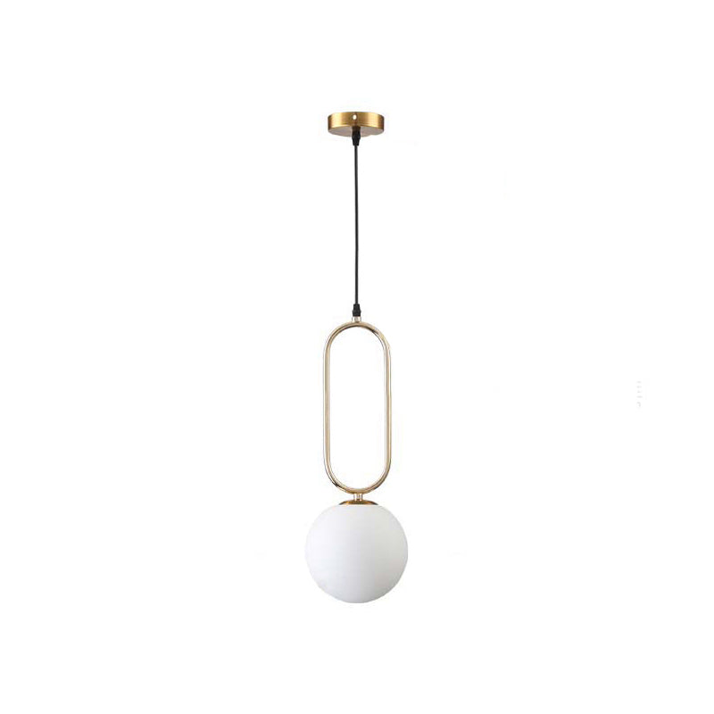 Contemporary Orb Shade Pendant Light Milk Glass 1 Head Living Room Hanging Fixture in Gold Finish Clearhalo 'Ceiling Lights' 'Glass shade' 'Glass' 'Modern Pendants' 'Modern' 'Pendant Lights' 'Pendants' Lighting' 174680