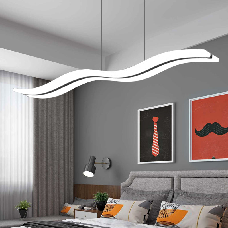 Contemporary Wavy Acrylic Pendant Lighting LED Ceiling Light over Island in Warm/White/Natural Light White White Clearhalo 'Ceiling Lights' 'Modern Pendants' 'Modern' 'Pendant Lights' 'Pendants' Lighting' 174741