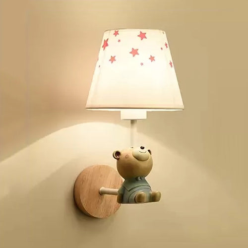 Contemporary Sconce Light Tapered Shade Single Light Wood Wall Lamp with Animal for Teen Clearhalo 'Wall Lamps & Sconces' 'Wall Lights' Lighting' 17475