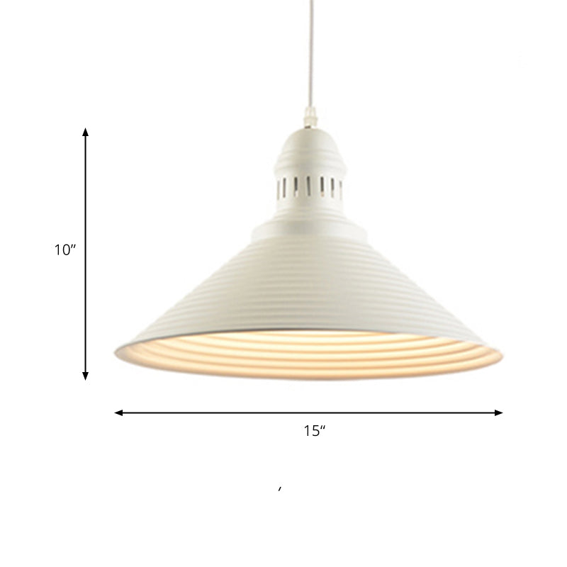 Cone Shade Hanging Light with Ruffle Design Nordic Metal 1 Light White/Pink Dining Room Hanging Pendant Light Clearhalo 'Ceiling Lights' 'Modern Pendants' 'Modern' 'Pendant Lights' 'Pendants' Lighting' 174784