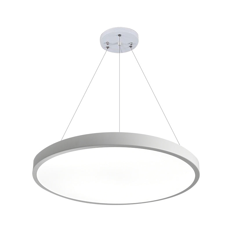 16"/19.5" Wide Plate Hanging Lamp Modern Metal Led White Ceiling Pendant Light for Office in White Light/Remote Control Stepless Dimming/Third Gear Clearhalo 'Ceiling Lights' 'Modern Pendants' 'Modern' 'Pendant Lights' 'Pendants' Lighting' 174796