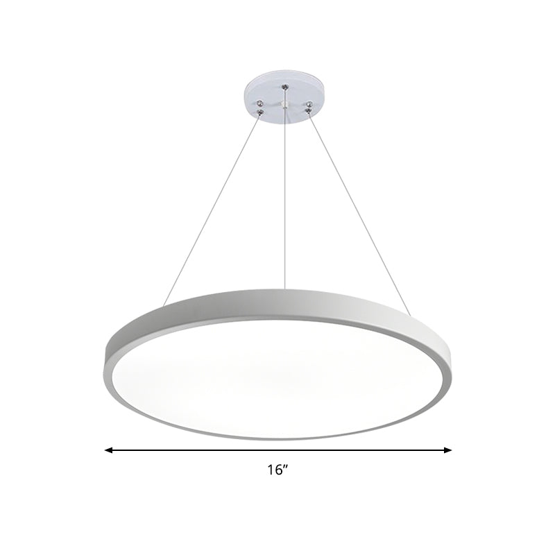 16"/19.5" Wide Plate Hanging Lamp Modern Metal Led White Ceiling Pendant Light for Office in White Light/Remote Control Stepless Dimming/Third Gear Clearhalo 'Ceiling Lights' 'Modern Pendants' 'Modern' 'Pendant Lights' 'Pendants' Lighting' 174797